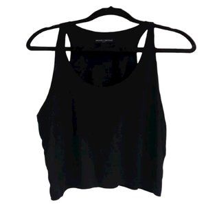 Brandy Melville Cotton Faux Suede Cropped Black Swing Tank Scoop Neck